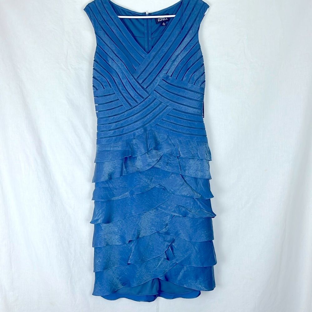 NWT Adrianna Papell Blue Shimmer Knee Length Cocktail Dress